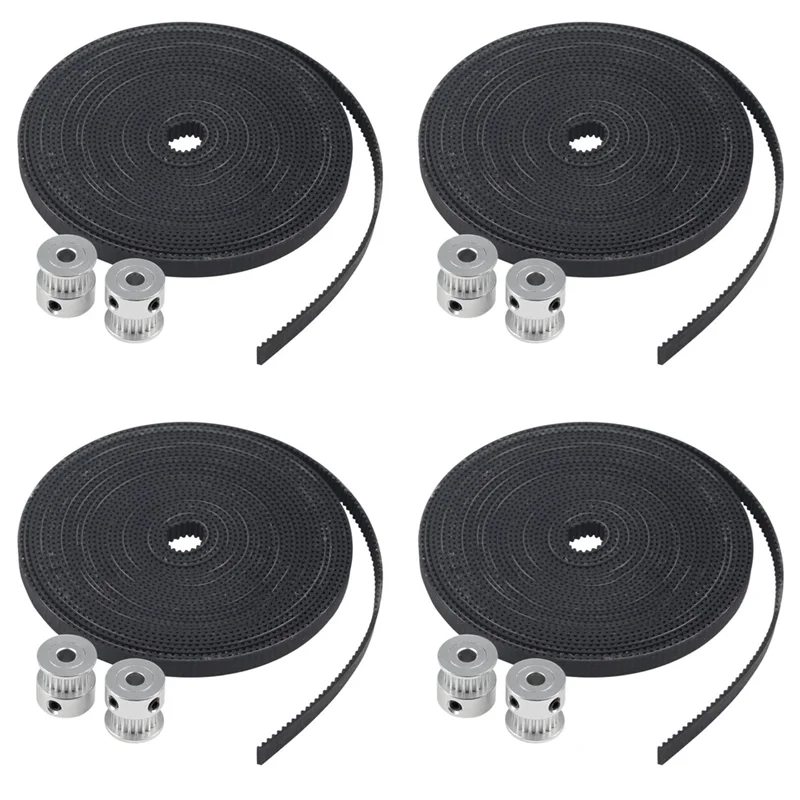 

A75Q-4Pcs 2M 2GT 6Mm Rubber Pulley Timing Belt + 8Pcs 20T Tooth 5Mm Gear Pulley