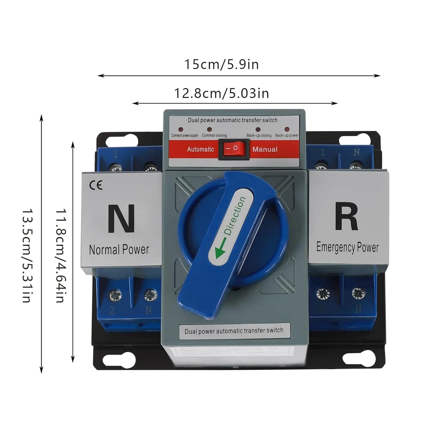 2P 63A Mini ATS Dual Power Automatic Transfer Switch, 110V Generator Changeover Electrical Selector Switch view 3