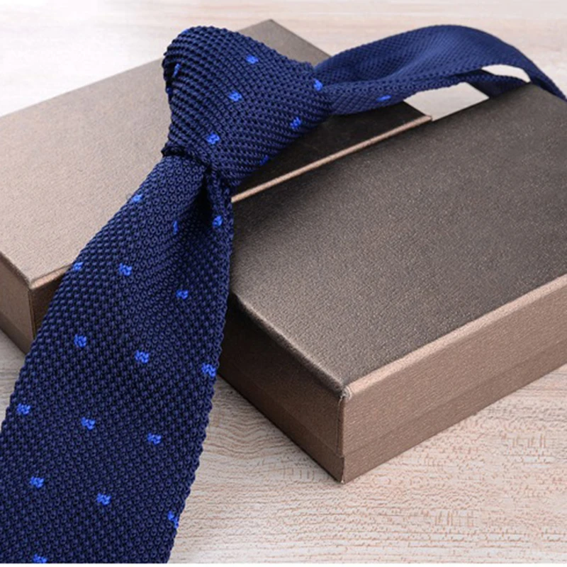 Classic 6.5CM Cotton Flat angle knitted Dot Solid Stripes Slim Tie for Business Wedding Office Party Narrow Necktie Accessory