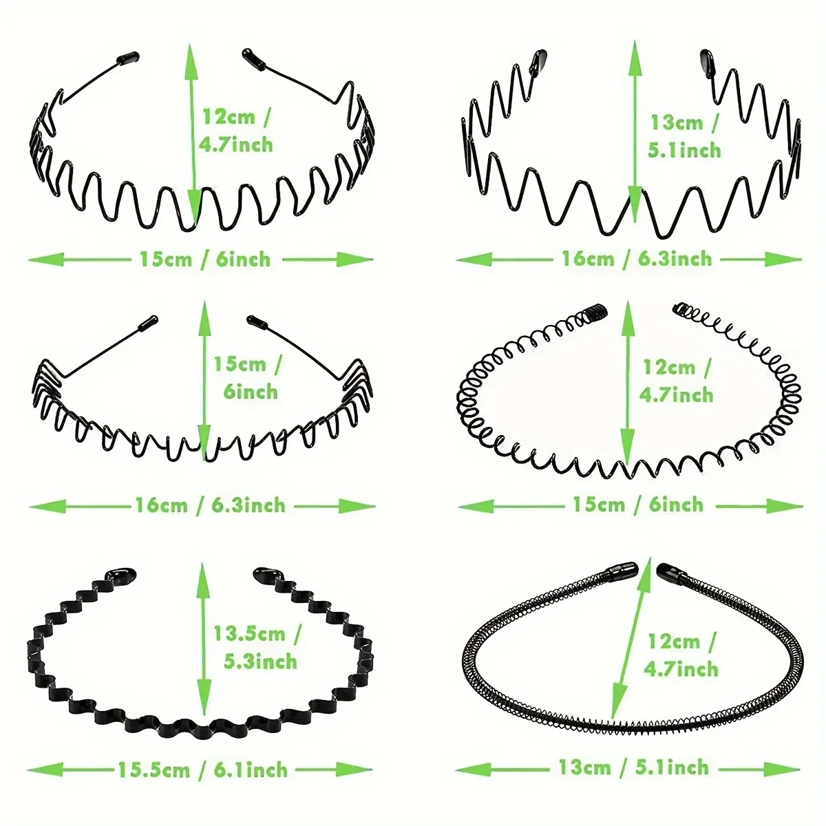 6pcs Fashion Hair Metal Headband For Men Women Bands Outdoors Elastic Teeth Comb Unisex Hair Accessories