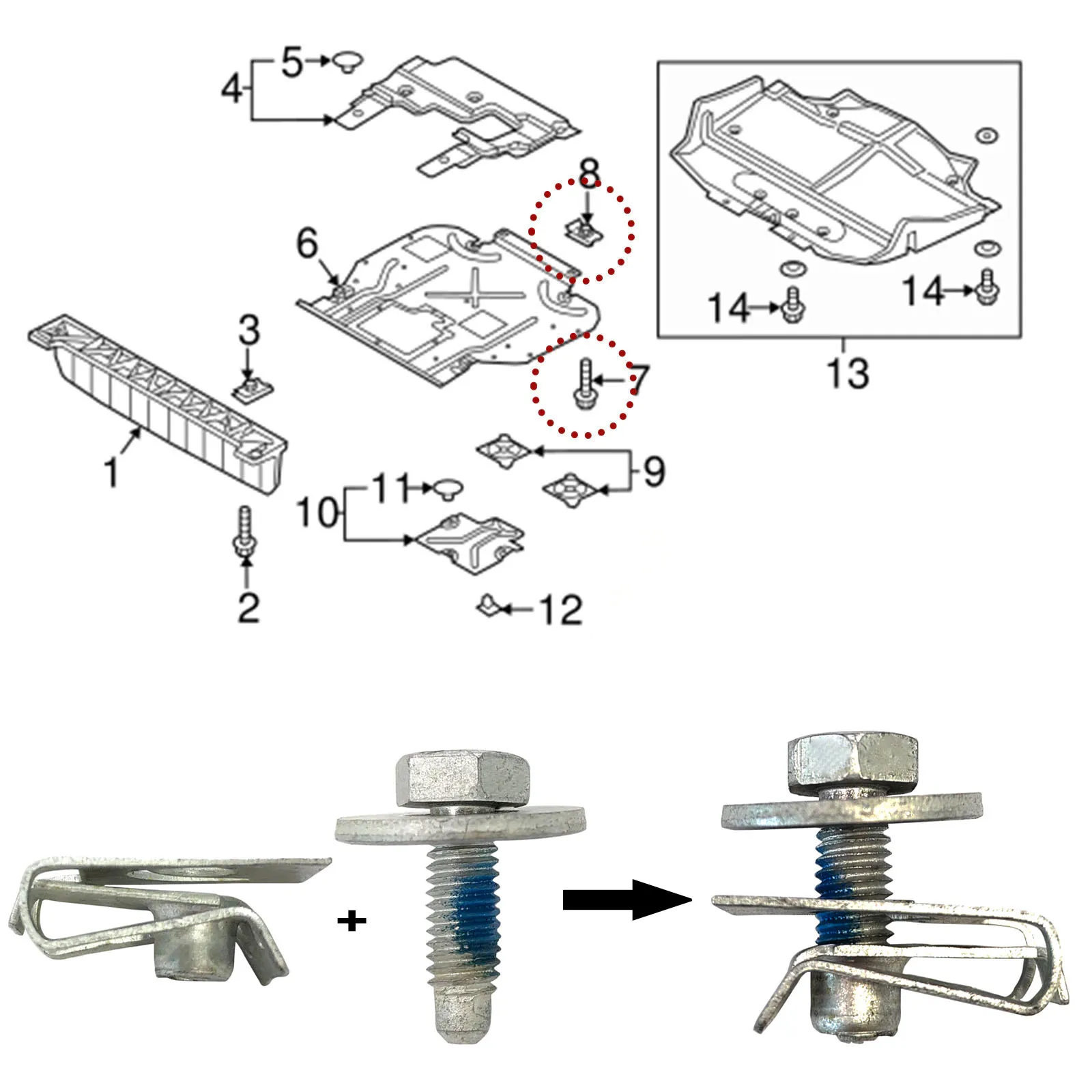 10x set Universal Under Engine Cover Undertray Clips Body Bolts Screw Splash Shield Guards Fender Liner Retainer