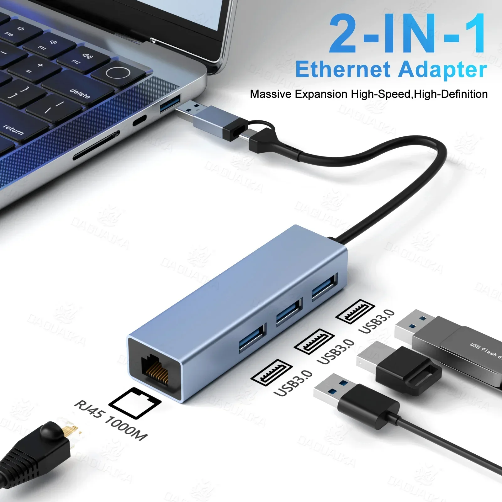 

4 in 1 Gigabit RJ45 Ethernet Adapter USB C 3.0 HUB USB 3.0*3 1000M RJ45 HUB Multiport for MacBook Pro Air Surface Laptops