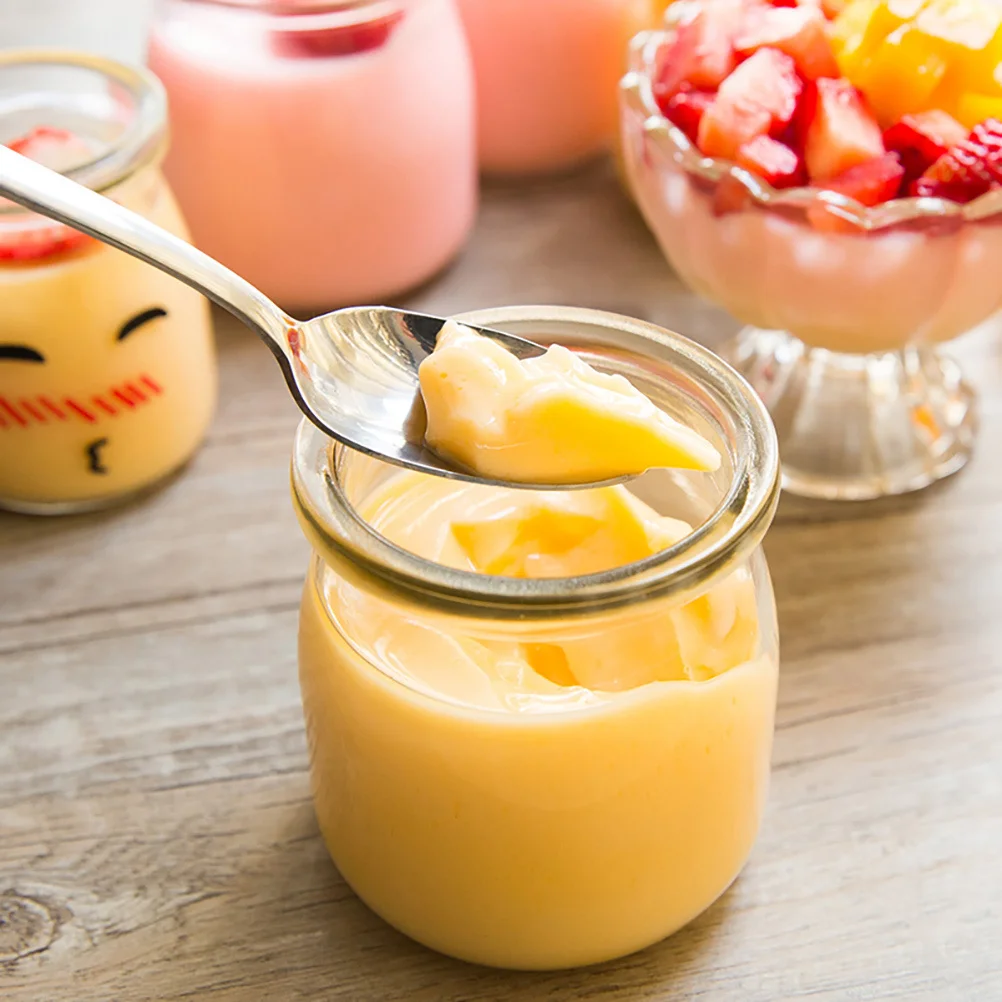 

10Pcs Glass Pudding Jars Reusable Small Size Heat Cold Resistant for Homemade Yogurt Desserts Snacks Party Favors Smooth Easy