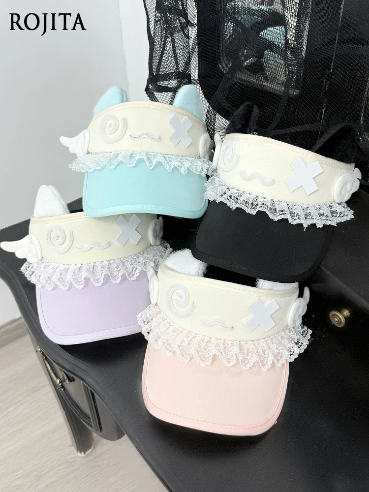 

kawaii Cat Ear Sun Hat for Women fashion Subculture Hat Lace Style Cute Text Hat