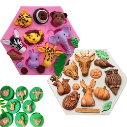 Jungle Safari Animal Fondant Silicone Mold Forest Woodland Wild Cupcake Topper Cake Decorating Tool Baby Shower Birthday Party