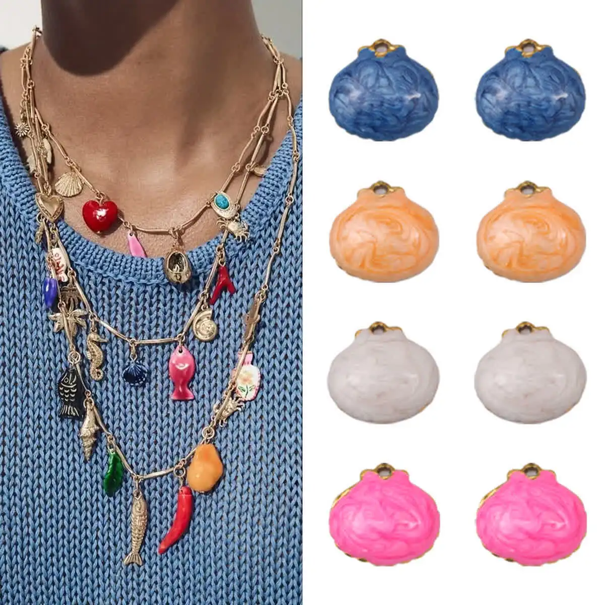 

5pcs 15mm Stainless Steel Shell Pendants Handmade DIY for Jewelry Making Necklaces Bracelets Pendants Accessories Wholesale