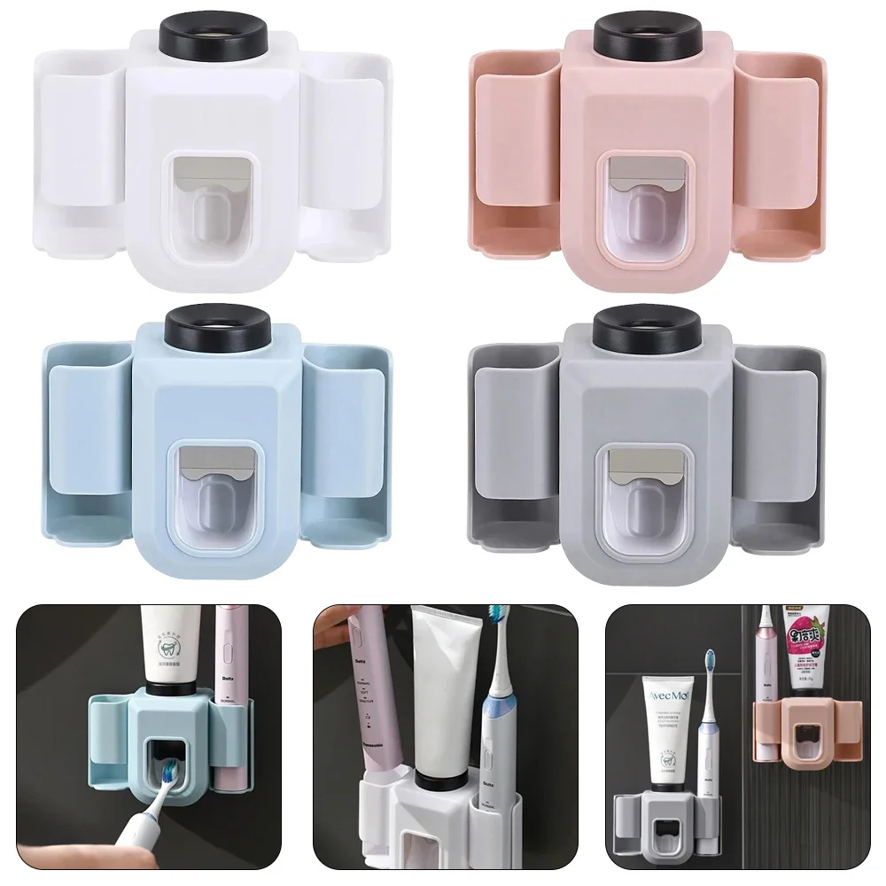 JJYY Wall-mounted Automatic Toothpaste Dispenser Household No-punch Multi-function Toothbrush Holder Home Bathroom Tools