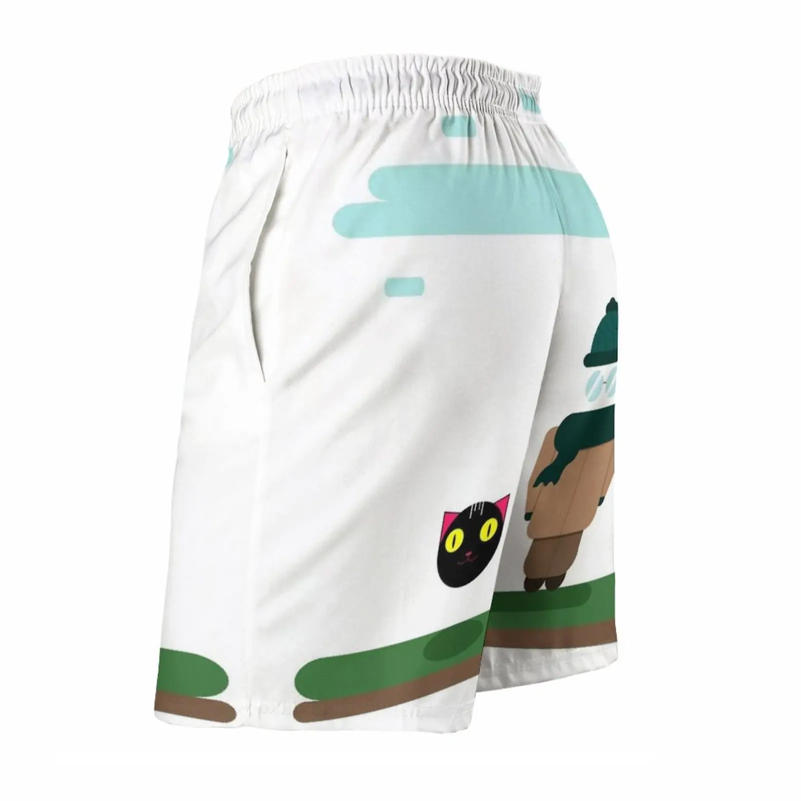 Walking With Friend Men's Sport Running Beach Shorts Trunk Pants With Mesh Lining Trunks Shorts Adobe Characterdesign Pattern