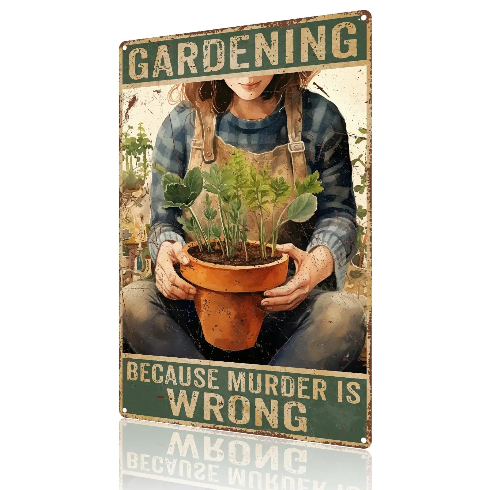 Aluminum Tin Signs Because Murder is Wrong Tin Sign Retro Rustic Outside Poster Sign Gardening Lover Gifts 8.00