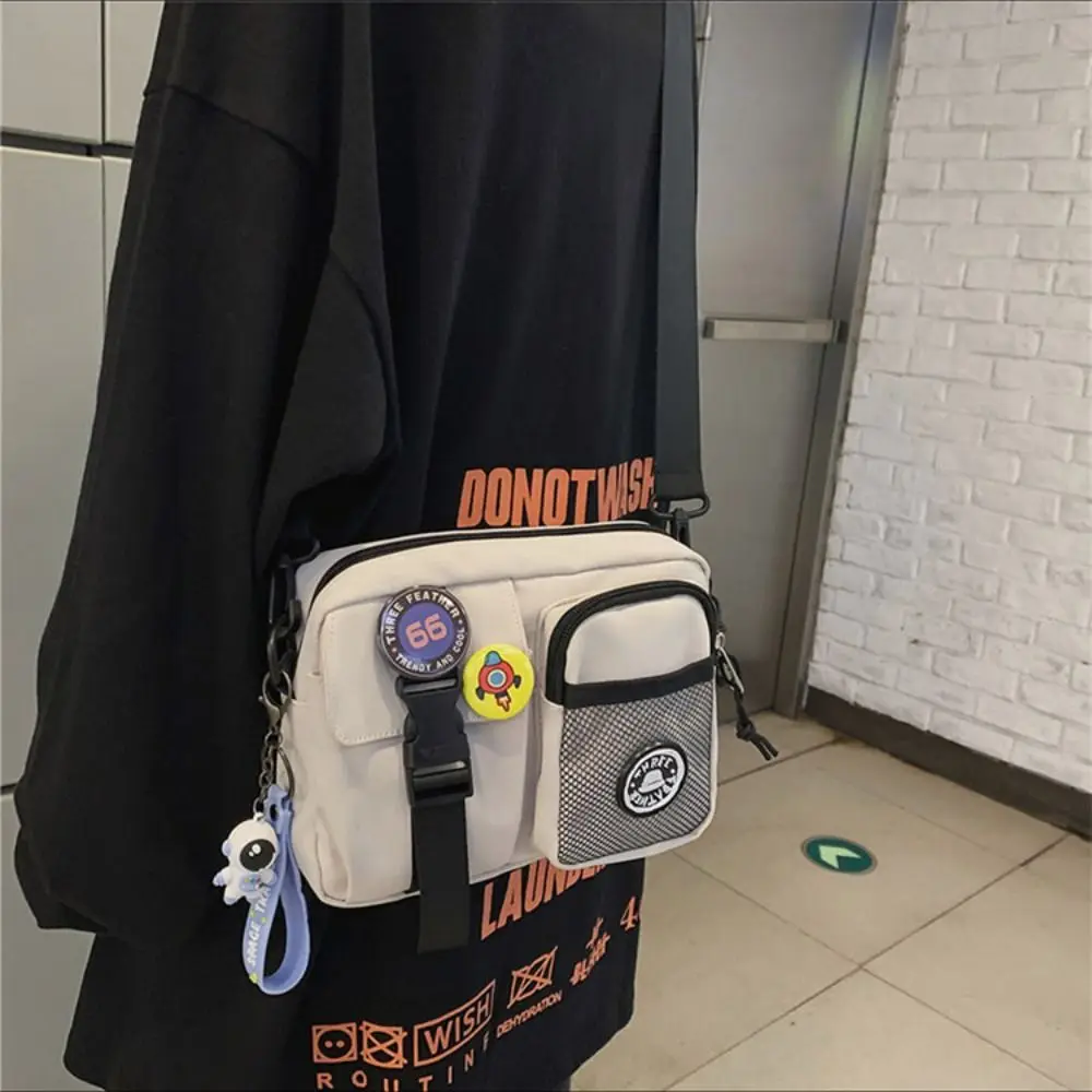 New Trend Quick-dry Canvas Shoulder Bag Portable Harajuku Men Crossbody Bag Coin Pouch Korean Style Mobile Phone Pack Daily