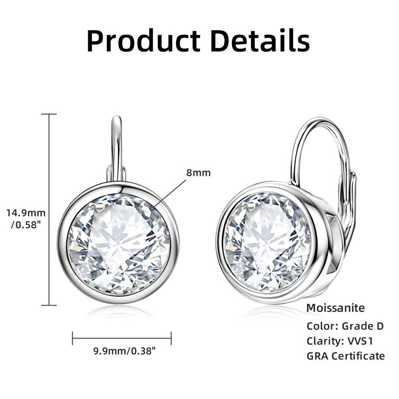 Lnngy Brinco Prata 925 Sterling Silber Creolen für Damen, zertifiziert, 6,5 mm/8 mm, Moissanit-Diamant-Ohrring, Schmuck, Geschenk – Detail 4
