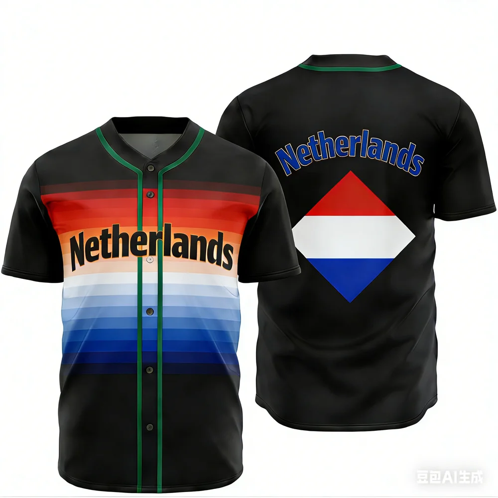

Бейсбольная футболка с 3D-эмблемой флага Нидерландов, унисекс, с коротким рукавом, в стиле хип-хоп, уличная мода, командная, на заказ
