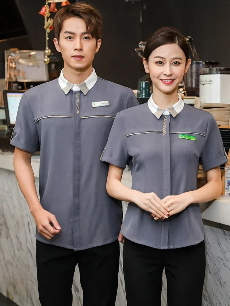 半袖ファーストフードブラウスホテル西洋レストランウェイターオーバーオール鍋ショップケータリング作業服ベーカリーティーハウス作業服