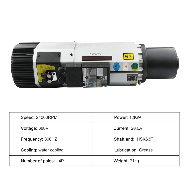 HQD 12.0kw ATC Air-Cooled Spindle Motor 380v 24000rpm HSK63F 800Hz Automatic Tool Change Spindle For Woodworking CNC Router