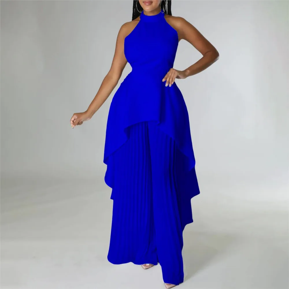 Top lungo senza schienale con scollo all'americana sexy Top estivo da donna Pantaloni a gamba larga pieghettati Set da 2 pezzi Elegante abito da festa femminile 2025