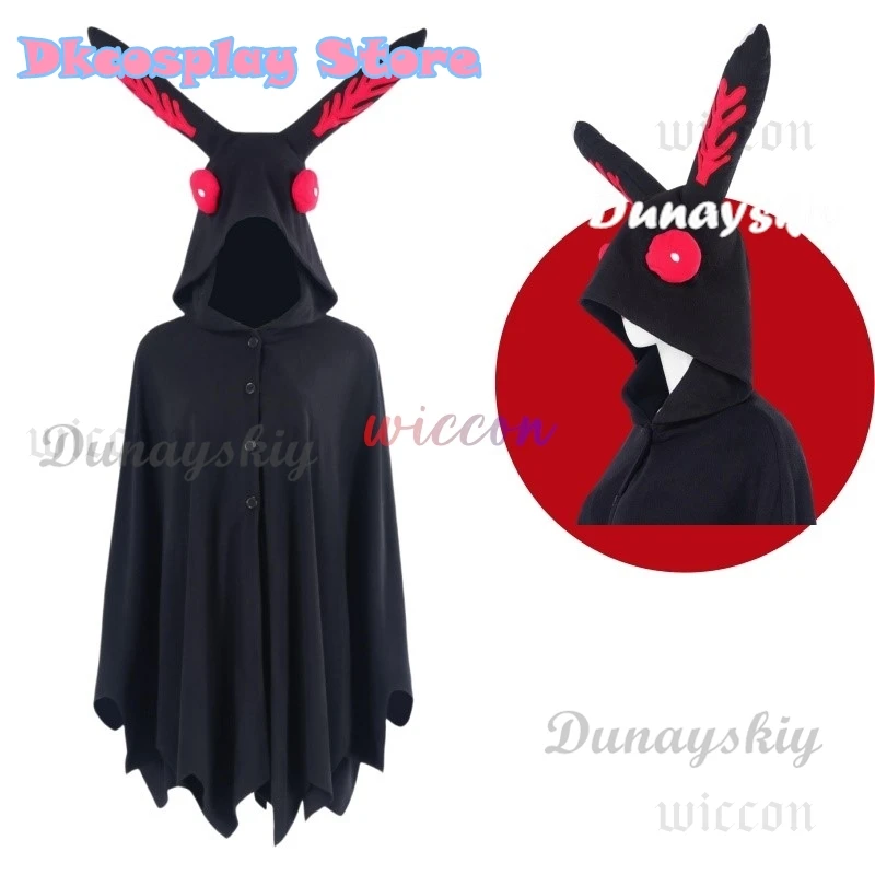 Black Mothman Cloak Cosplay Costume Hooded Cloak Costume Anime Black Horrible Moth Cape Halloween Party Outfits for Adult Outfit