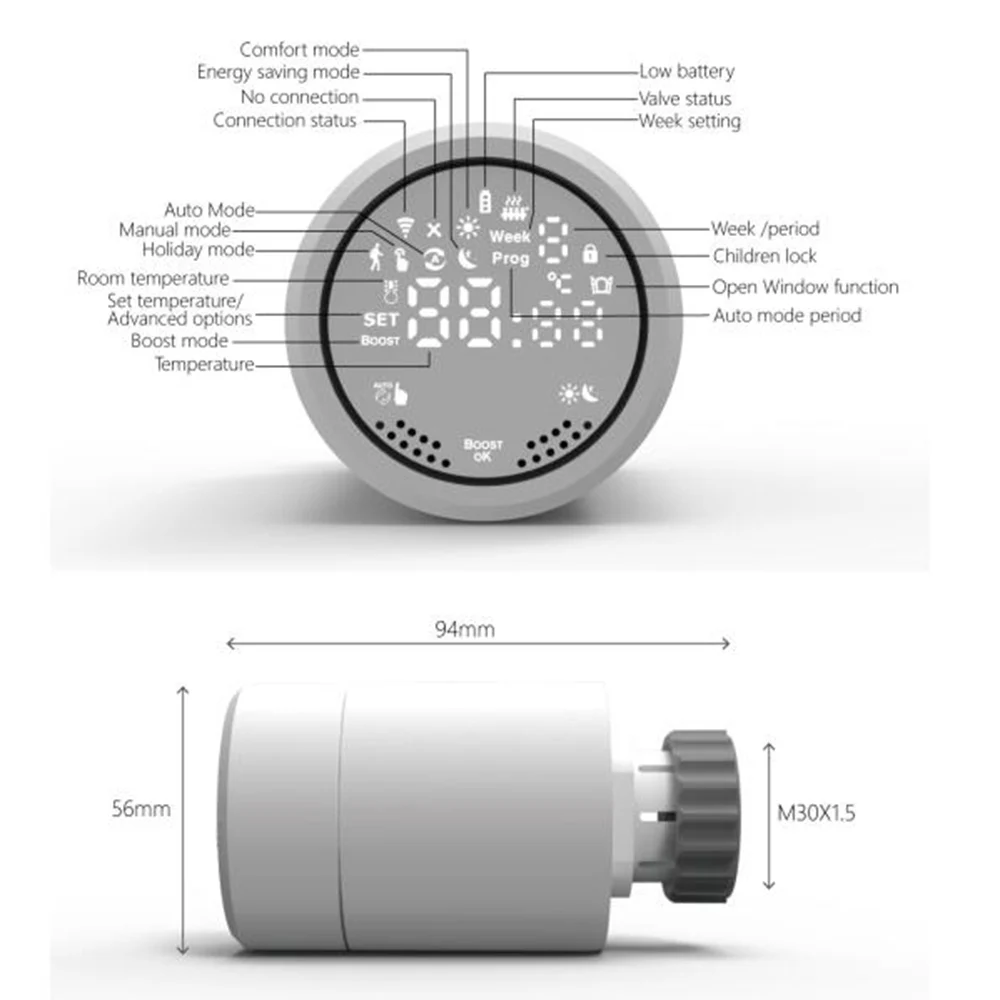 Cenbey Tuya zigbee smart life thermostat zigbee Termostato inteligente Tuya Zigbee Controla Simultáneamente Caldera y Radiador Termostato