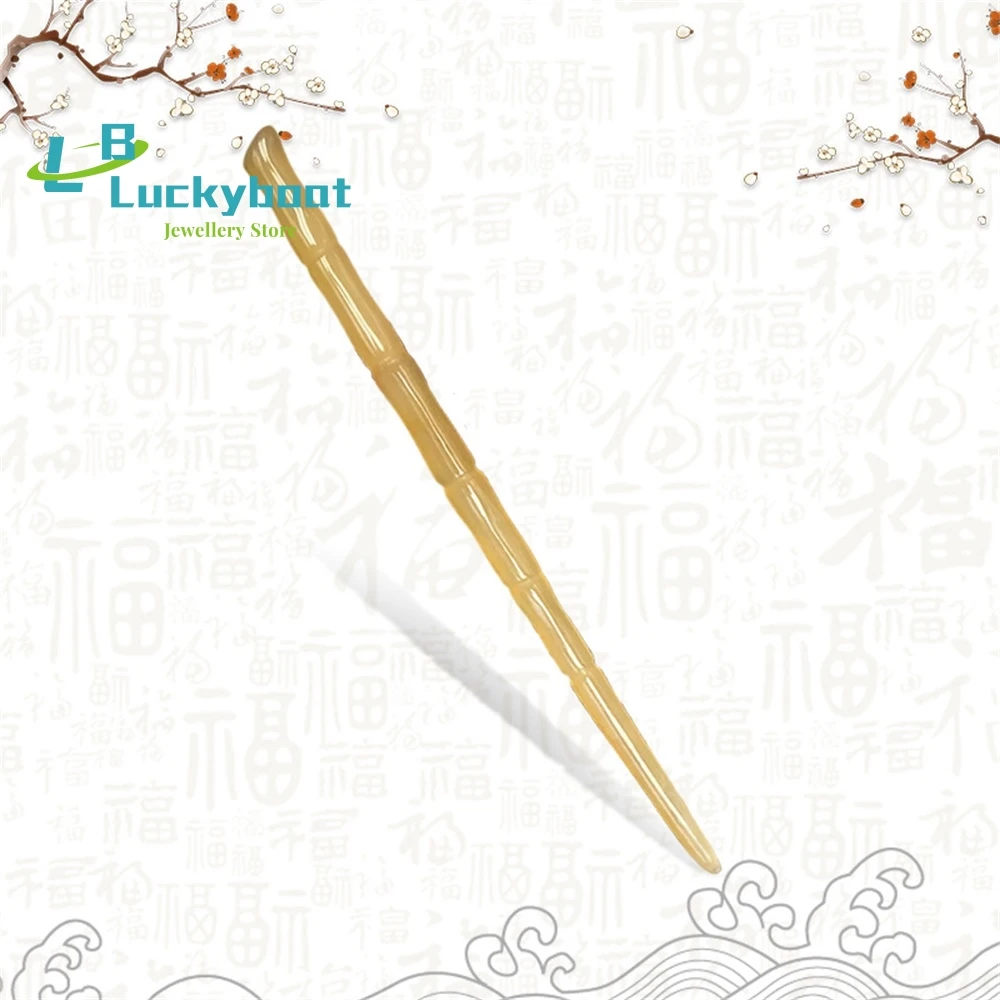 Natural Horns Ancient Style Long Plus Hairpin Bamboo Section Daily Simple Retro