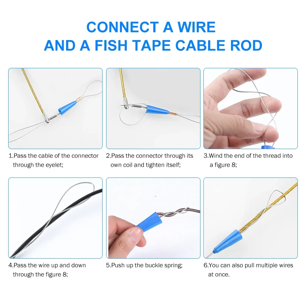 4mm x 1M Electrician Glass Fiber Cable Push Puller Wire Threading Wall Leader Puller Running Wire Cable Fish Tape Pull Push Kit