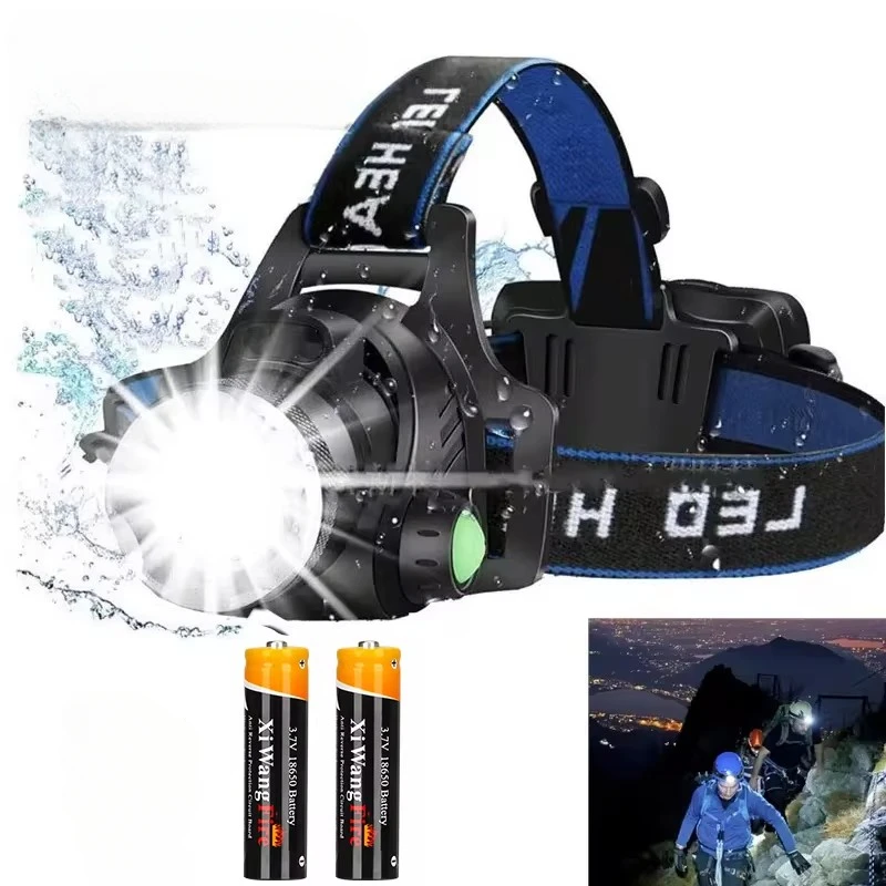 T6 مصباح أمامي LED مع مستشعر ، مصباح يدوي ، 3 أوضاع ، شعلة تكبير ، مقاوم للماء ، فائق السطوع ، فانوس تخييم ، مدعوم ببطاريات 2 × ، #1