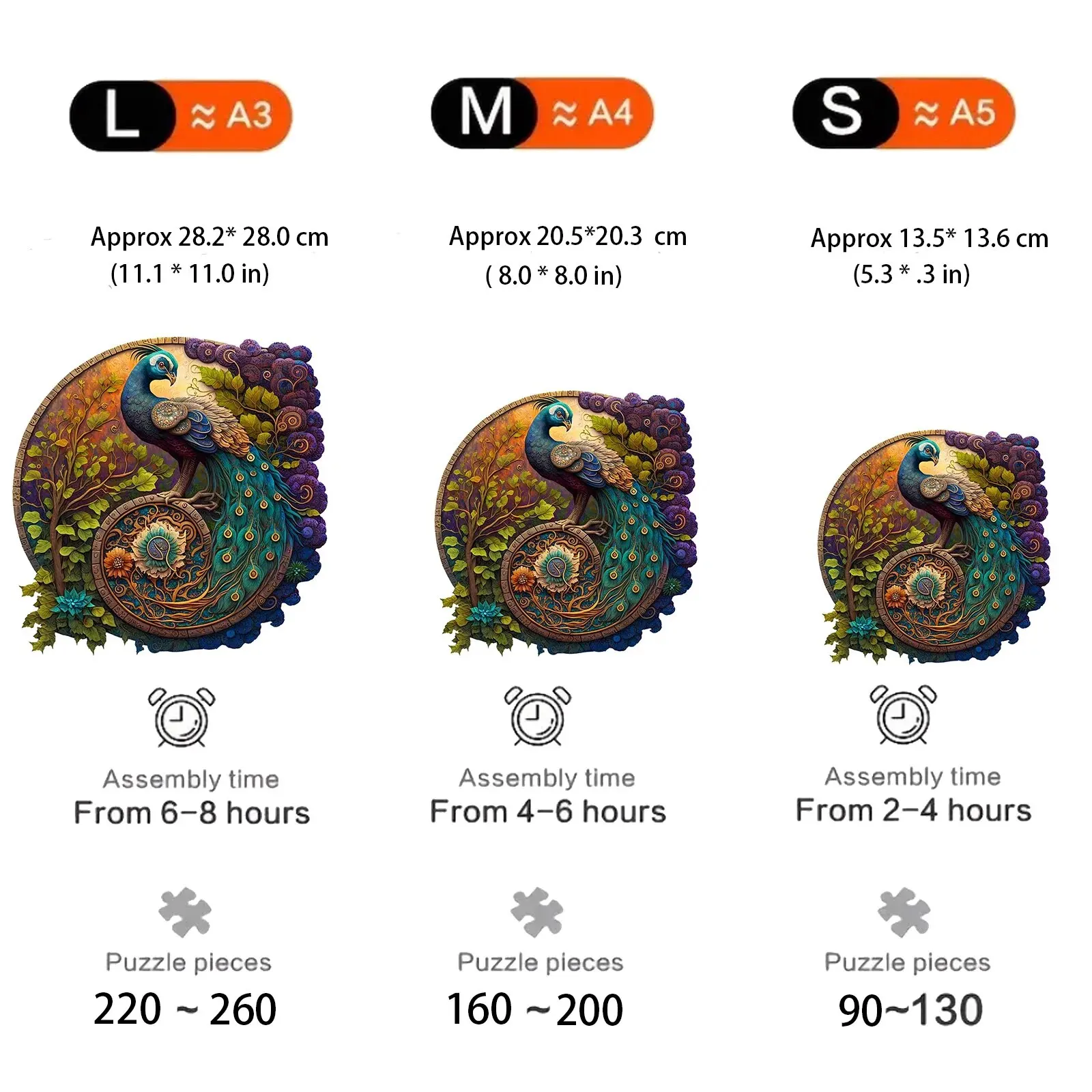 

Round Peacock Wooden Jigsaw Puzzle Irregular Animal Shaped Wooden Puzzle Adult Puzzle Toys Festival Gift For Friends and Family