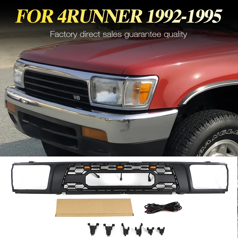 Para Toyota 4Runner 1992-1995 TRD estilo rejilla delantera con piezas de automóvil de carreras ligeras accesorios de coche