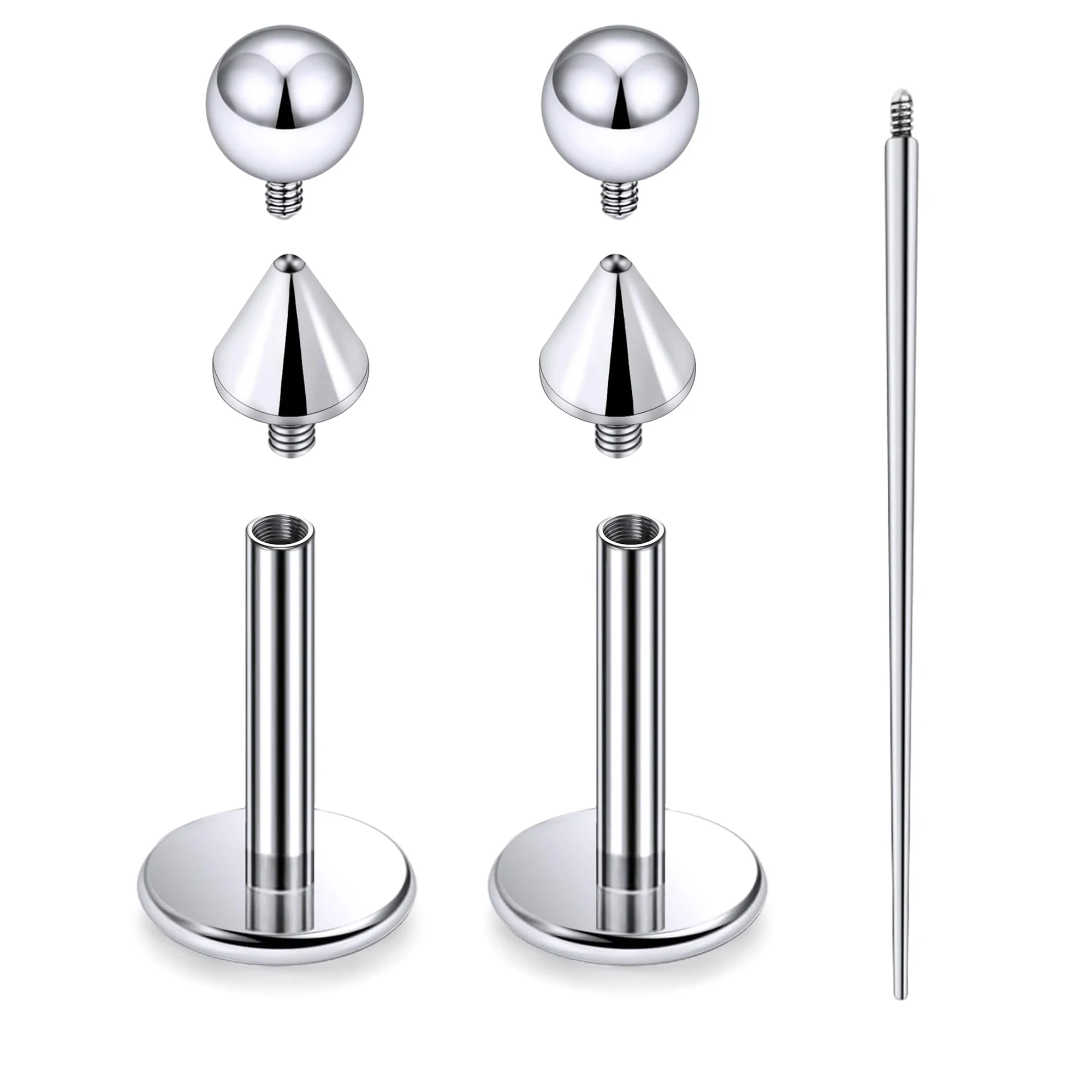 18G 16G Internally Thread Titanium Nose Ring Studs Flat Back Tragus Helix Conch Cartilage Studs Earrings Piercing Jewelry 6-10MM
