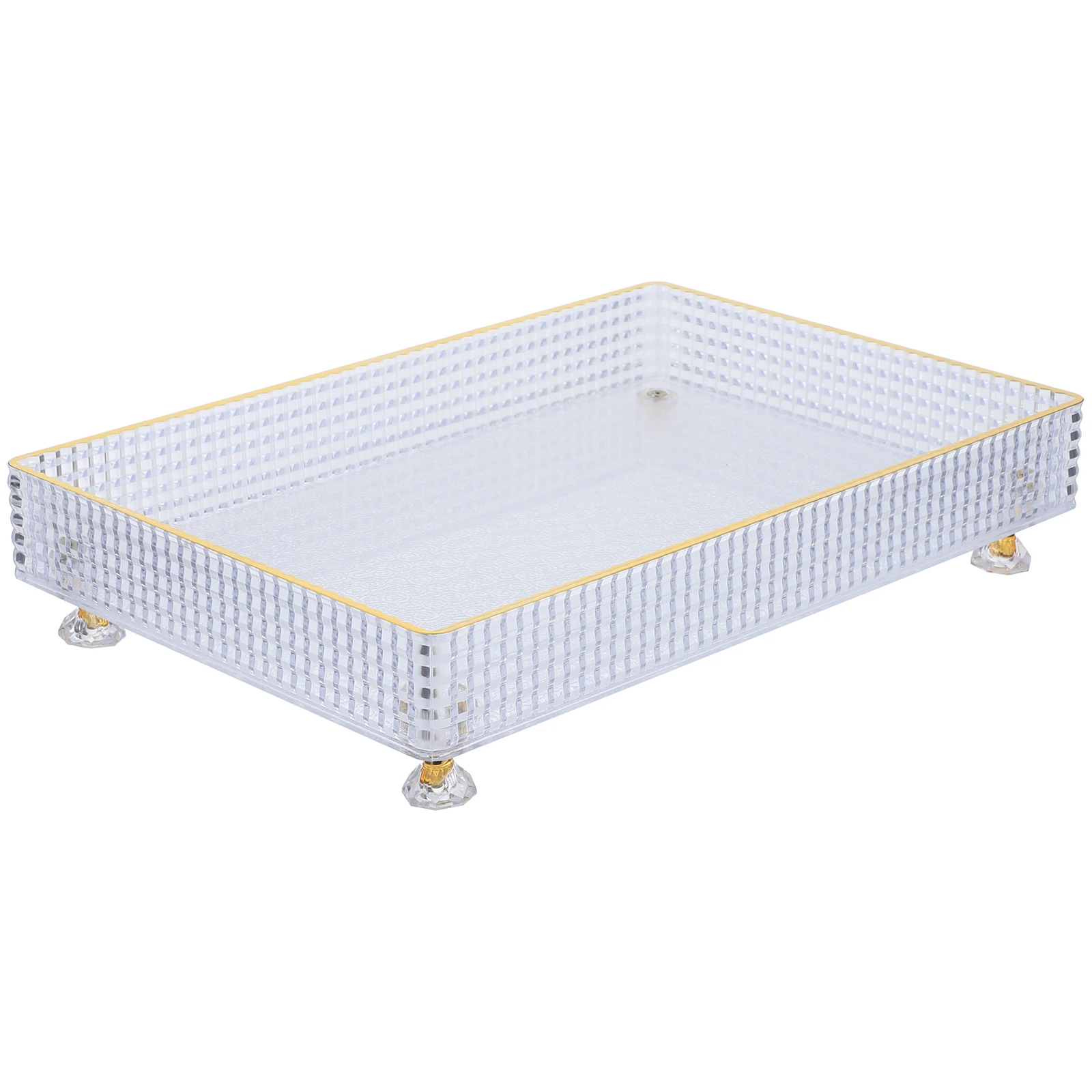 

Transparent Storage Tray Dried Fruit Decorative Plate Snack Bowls Sturdy Home Gold Rim Dessert Serving Coffee Tea Fruit