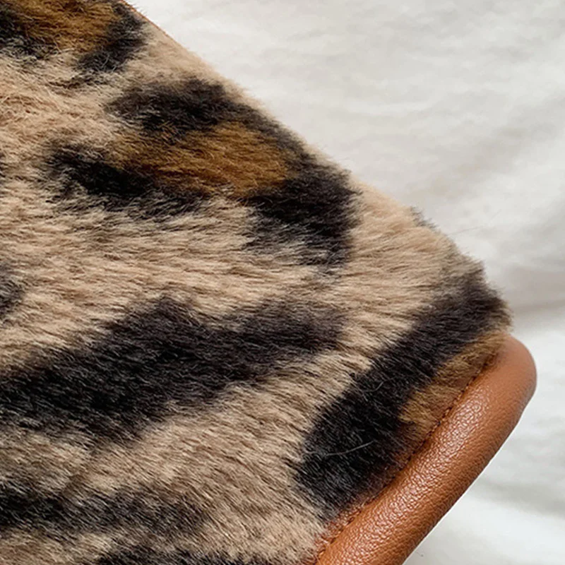 Frauen Weiche Plüsch Handtasche Neue Winter Leopard Kuh Druck Tragetaschen Weibliche Pu Leder Unterarm Taschen Pelzigen Flauschigen Schulter Tasche – Detail 19