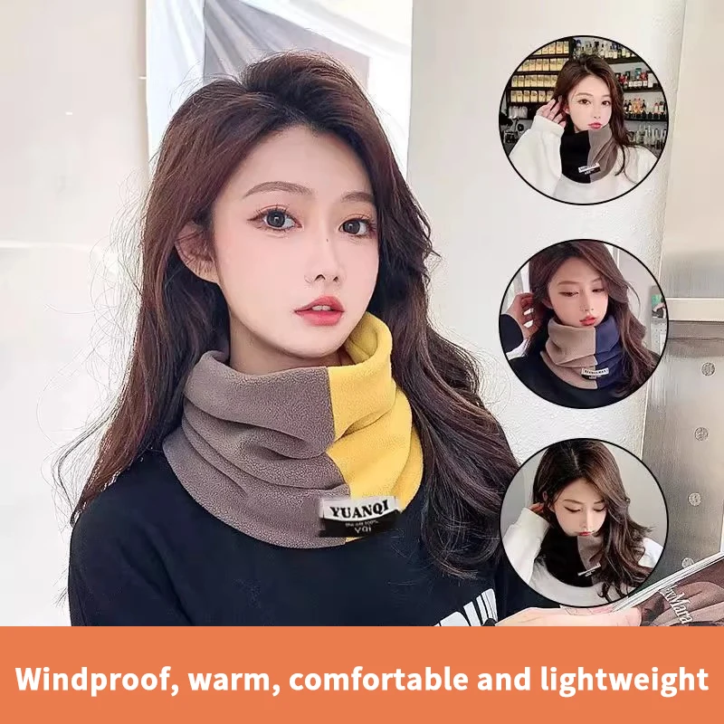 وشاح دافئ جديد متطابق الألوان للنساء في الخريف والشتاء، غطاء رقبة قناع وجه قطيفة وسميكة، مقاوم للرياح #1