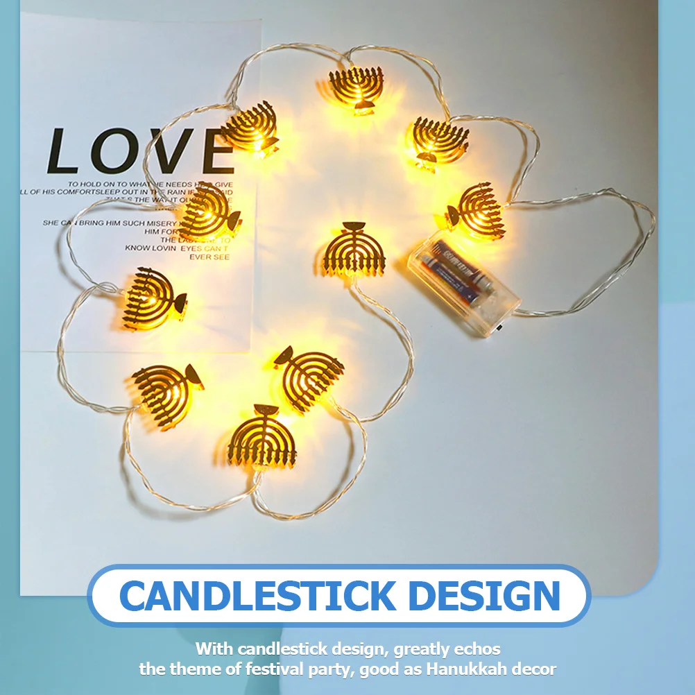 

10 LED Hanukkah String Lights Stand Shape Powered Indoor Decorative Fairy Lights for Hanukkah Party Holiday