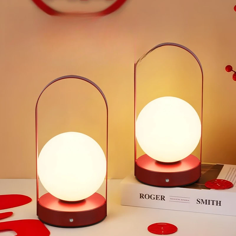 

high-end wedding room arrangement red desk lamp