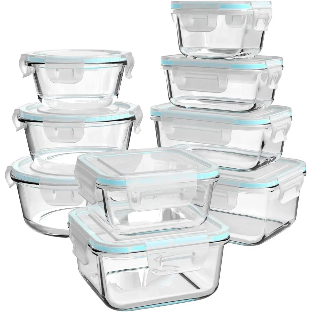 

18-Piece Glass Food Storage Containers with Lids, BPA-Free, Leak-Proof for Meal Prep