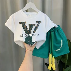 Summer Short Sleeve Pullover T-Shirt Tops+Shorts 2PCS Baby Boys Clothes Korean New Kids 1 2 3 4 5 6 7 8 Years Olc Sport Outfits