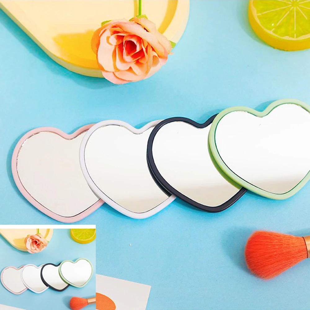 Cute Heart Vanity Mirror Compact Desktop Makeup Mirror High Definition Mini Mirror Sleek Student Dormitory Beauty Mirror