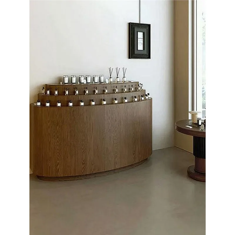 Fragrance shop displays retro style shelves, multi-layer aromatherapy essential oil side cabinets, beauty salon product display