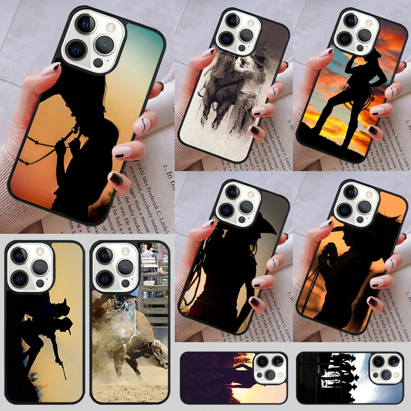 Rider Rodeo Cowgirl Phone Case cover For iPhone 14 13 15 16 Pro Max Coque 12 11 Pro Max For Apple 8 PLUS 7 6S fundas