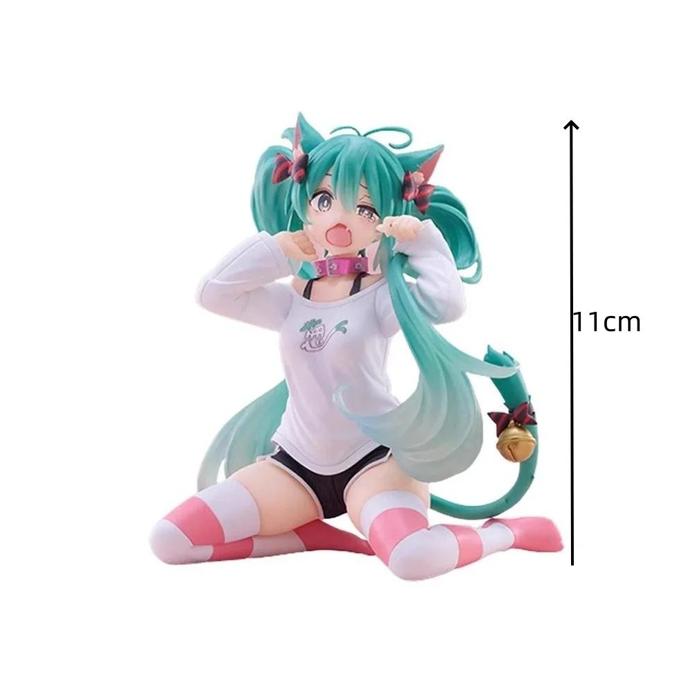 Hatsune Miku Cute Action Figure 11cm PVC Cat Ears T-Shirt Anime Figurine Kawaii Girl Model Collection Desktop Decoration Toys view 5