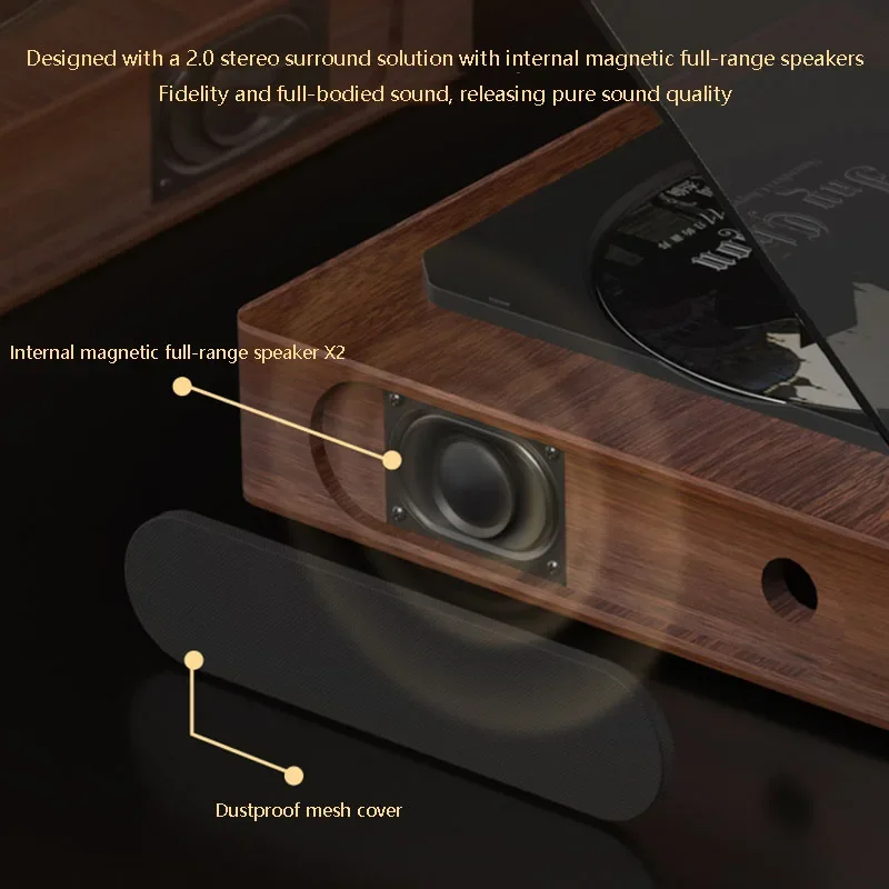 木製 CD プレーヤー 双方向 Bluetooth 5.0 内蔵スピーカー HIFI CD プレーヤー 充電式デジタル光出力 USB ロスレス再生