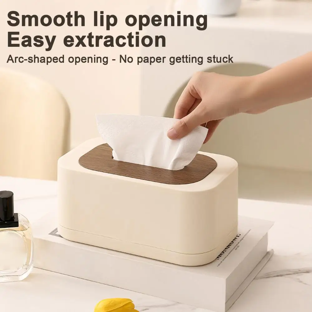 Wooden Cover Tissue Box Waterproof Plastic Napkin Holder Removable Spring Mechanism Toilet Paper Holder Living Room