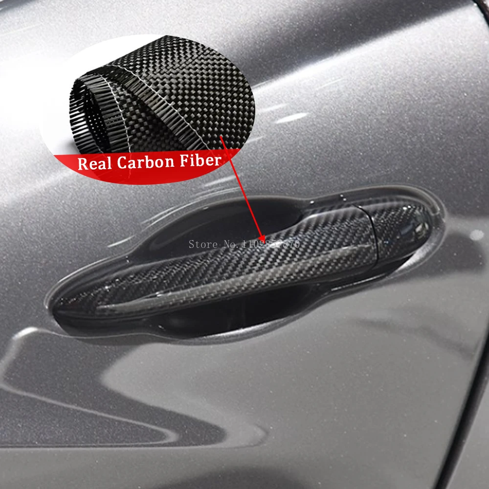 For Maserati Quattroporte M156 2013-2022 Accessories Real Carbon Fiber Door Handle Cover Frame Sticker Exterior Trim Bodykit