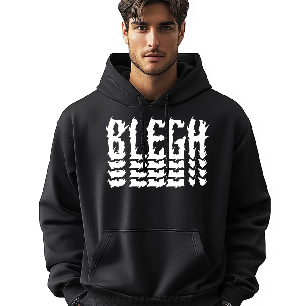 

O Neck Blegh And Roll Punk Men Hoodies Funny Letter Long Sleeve Loose Hip hop Sweatshirt For Men Comfortable Coats