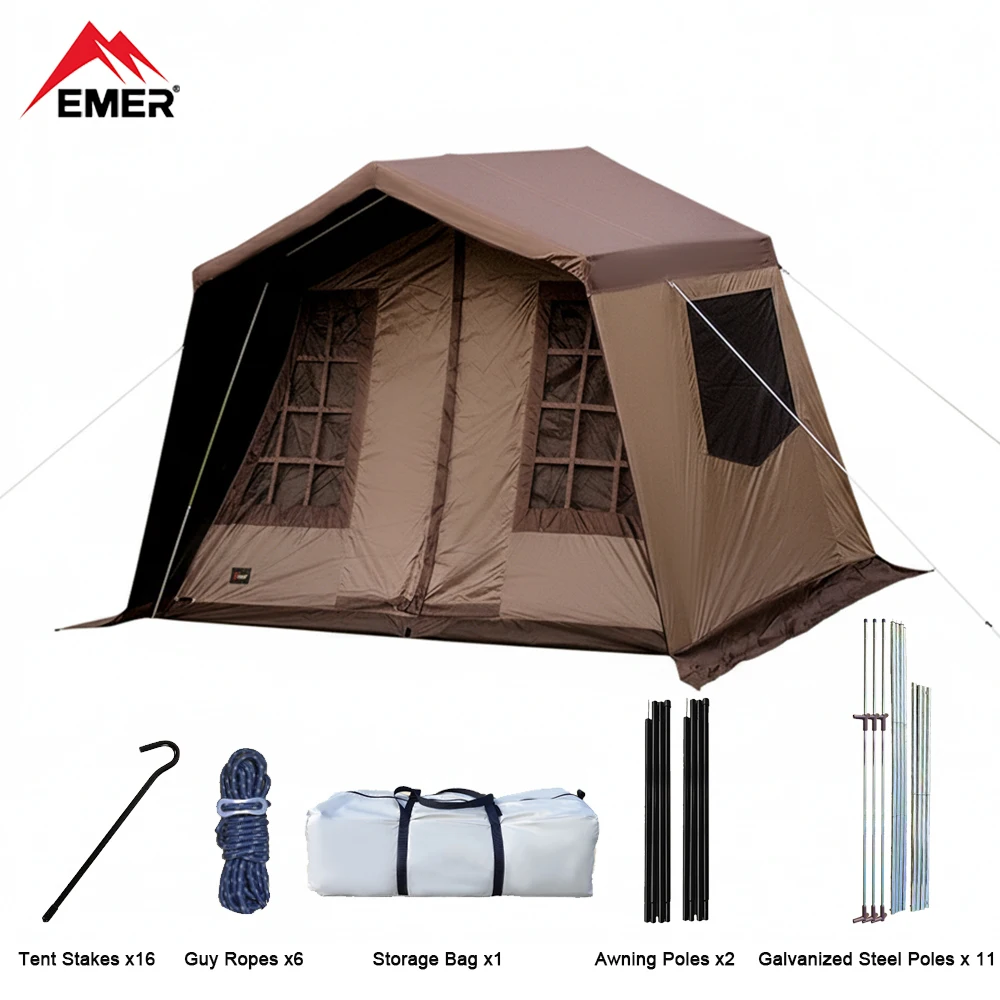 

EMER большая палатка для кемпинга, уличная складная ветрозащитная палатка для сна, палатка для кемпинга, черная резиновая непрозрачная палатка на крыше, приключения
