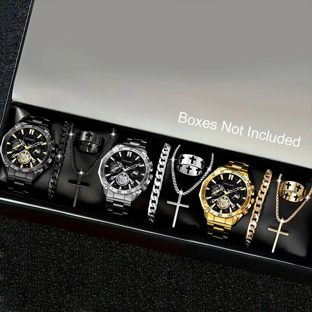 12pc men's fashionable quartz watch and versatile accessory set for daily wear as gifts for friends and family