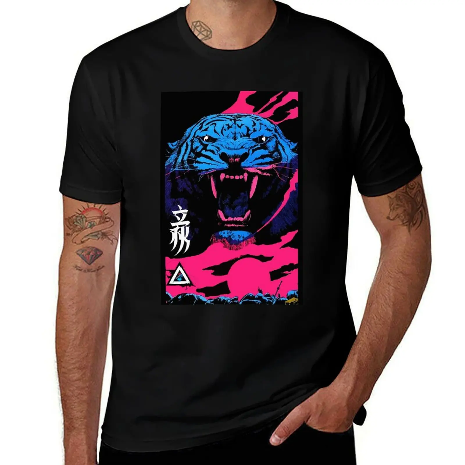 Vaporwave Animal Print Tiger Modern Fashion Cyberpunk Style T-Shirt Street Fashion Casual Tee Shirt T-Shirt