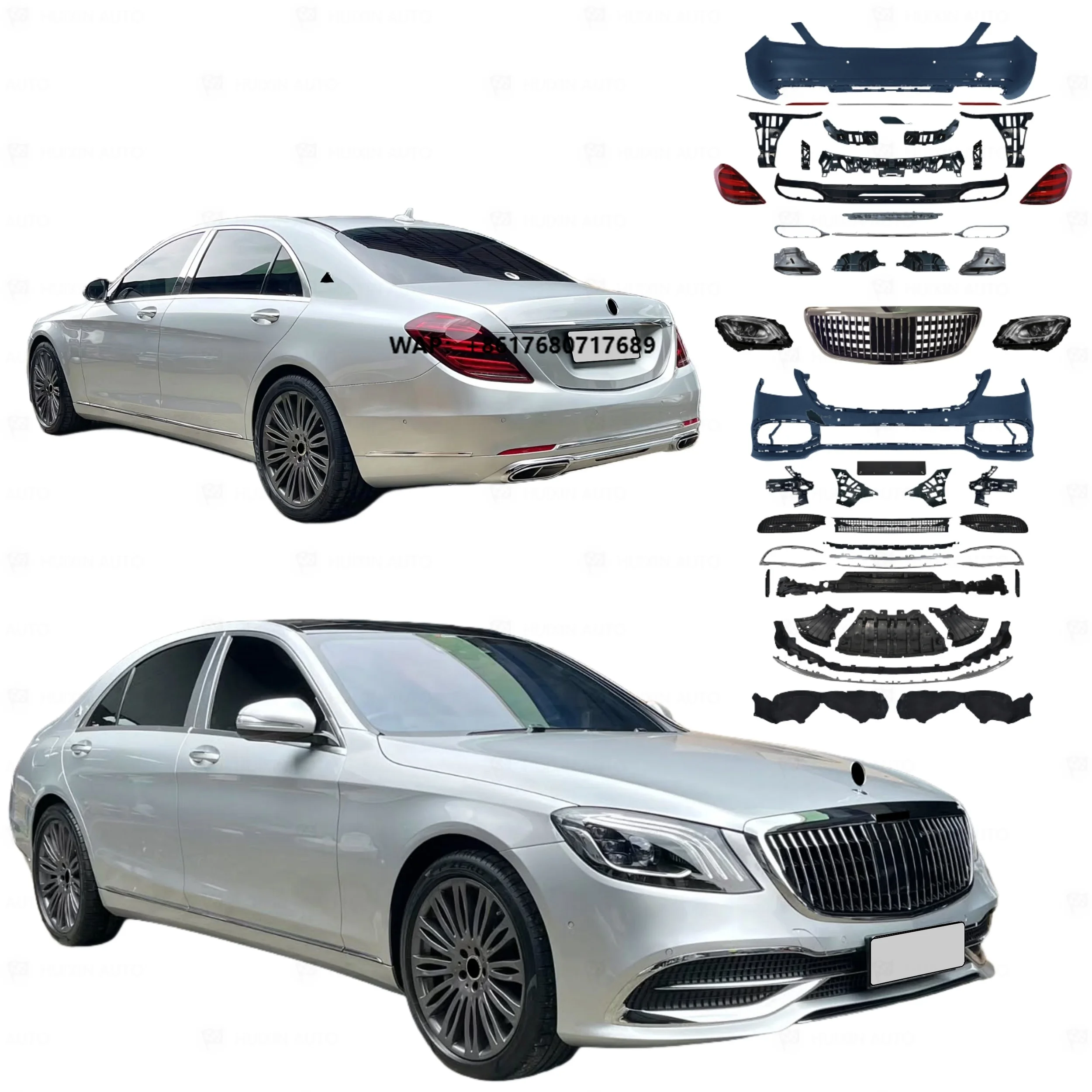 

Factory Facelift Body Kit for Benz W222 2014-2020 to Style High Quality LED Headlight Bumper Assembly Exhaust