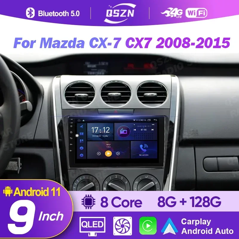 

Автомагнитола 9 дюймов, мультимедийный плеер для Mazda CX-7 CX7 2008-2015, типоразмер 2DIN, 4G, Carplay, Wi-Fi, навигация, GPS, Android 12, Авторадио, головное устройство