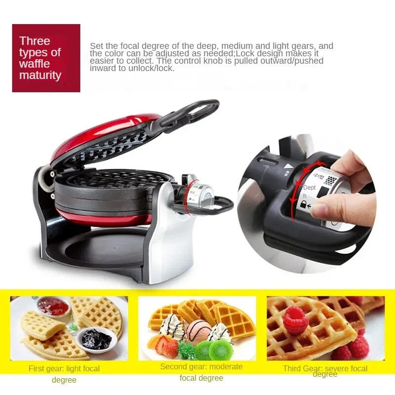 Automatic Waffle Maker with No-stick Double Frying Plate Rotable Belgian Waffle Maker Kitchen Egg Baker Machine AU Plug 220V