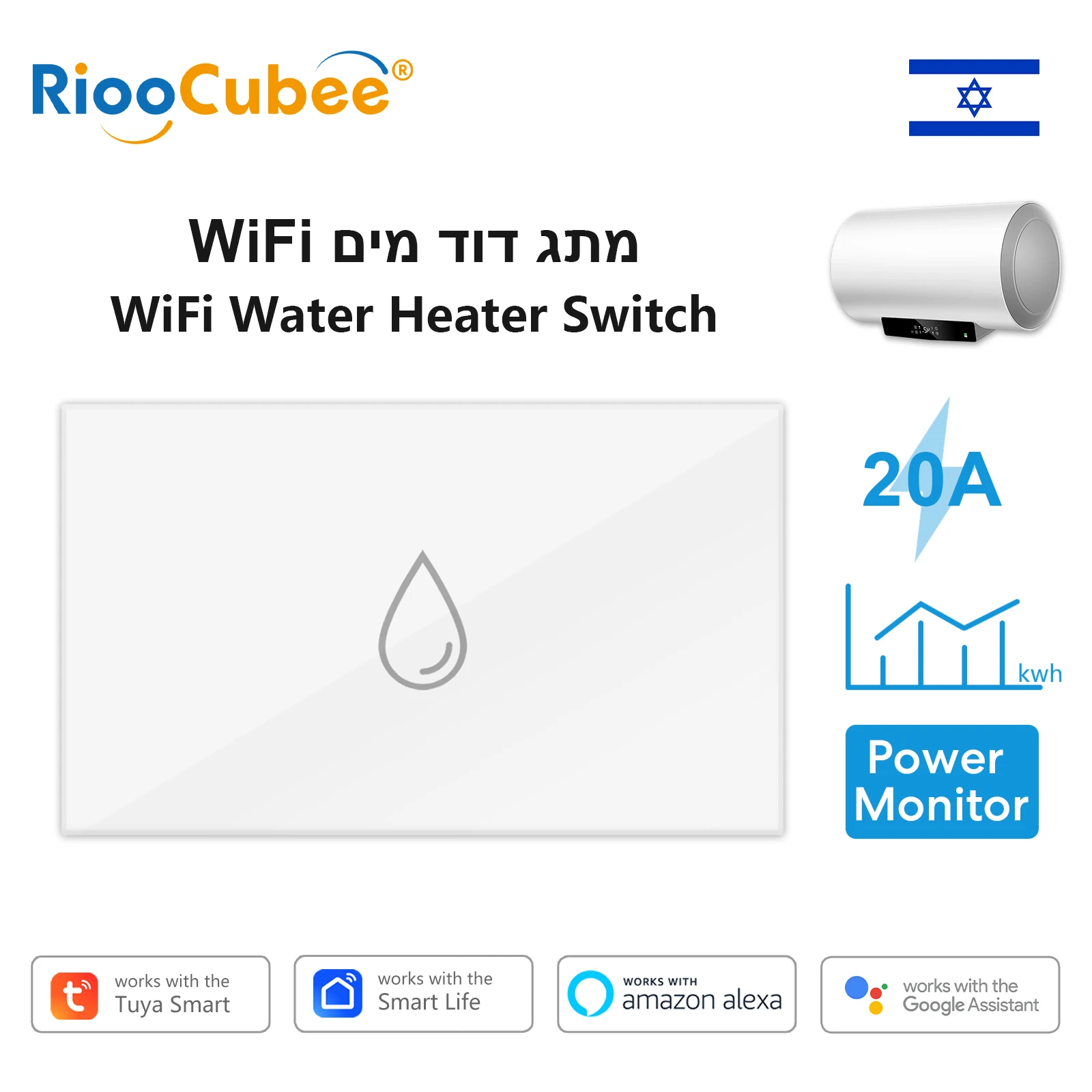 RiooCubee Tuya Boiler Water Heater Switch Tuya Smart Life Remote Control Energy Consumption Monitoring Google Home Alexa