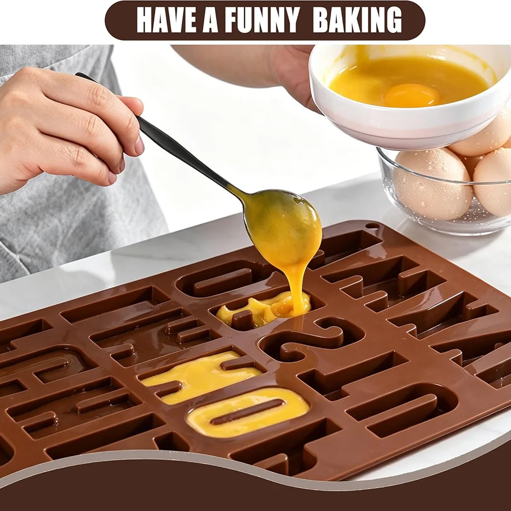26 Cavities Alphabet crayon letter molds silicone alphabet chocolate molds easy to release for Making cakes, Ice Cube Chocolate view 5